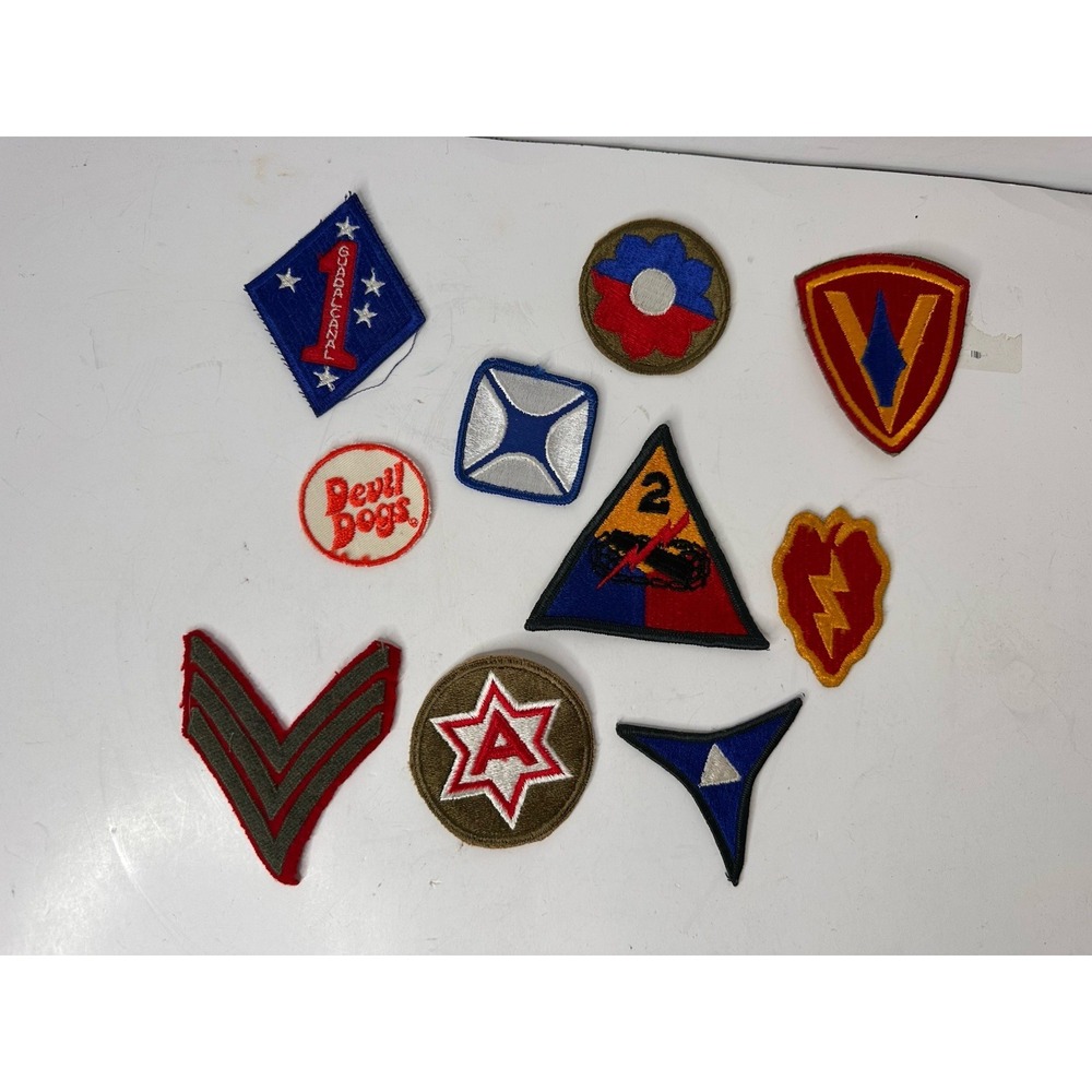 Vintage U.S. Military Patch Lot WWII Korea Vietnam Era SSI Rank & Misc 10 Pcs